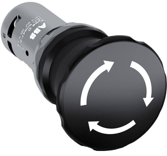 ABB Controls 22mm Pushbutton; Black Mushroom - 40mm; Standard - Plastic; ; 1NO / 1NC; Turn-to-Reset